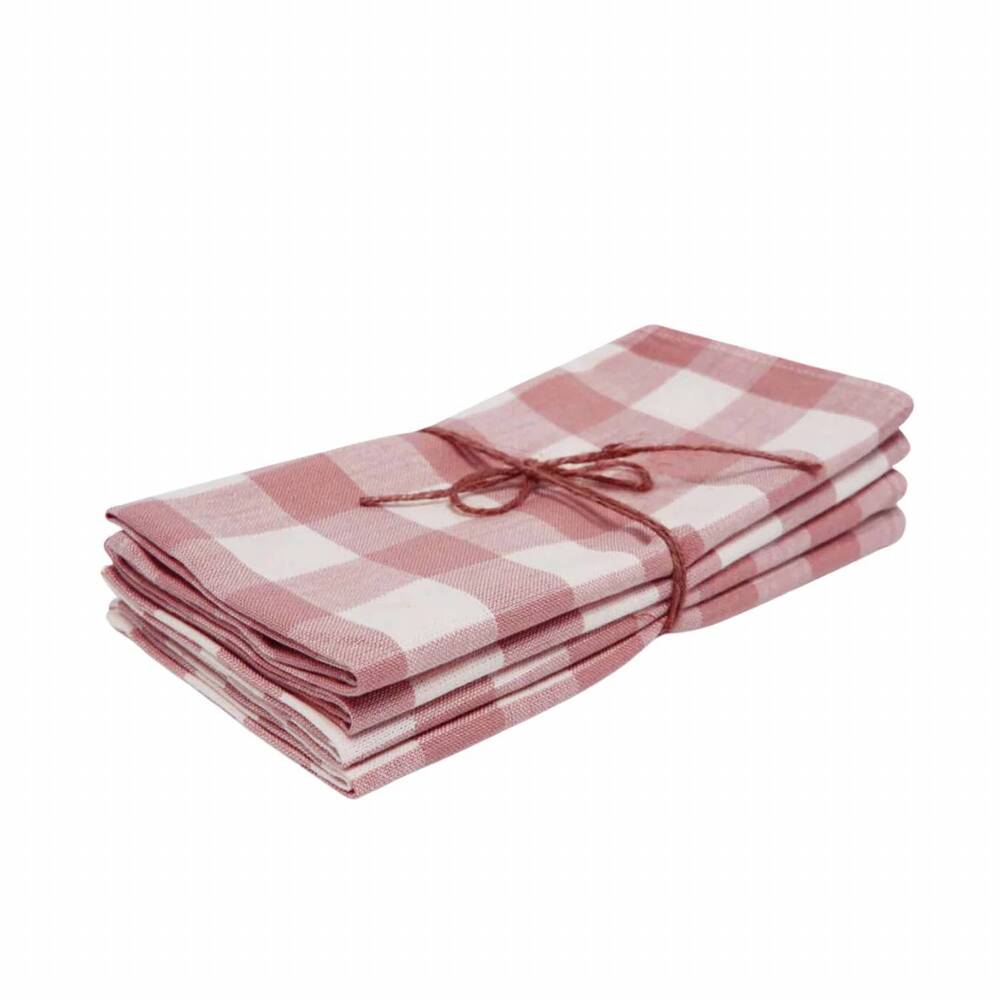 NEW HEATHER TAYLOR HOME rosa gingham napkins set in pink